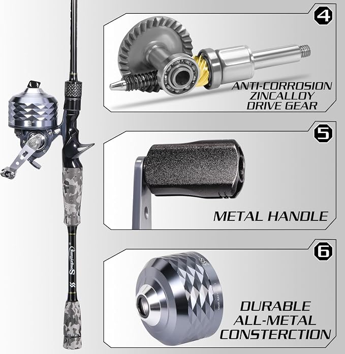Sougayilang Spincast Reel and 2-Piece Fishing Rod Combo, Durable Fishing Rod with EVA Handle, Anti-Reverse Reel with Pre-Spooled