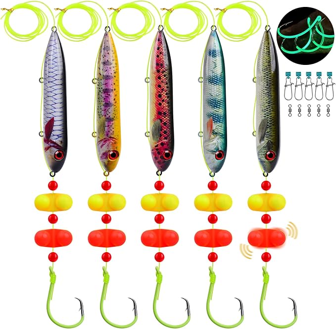 PROBEROS Catfish Fishing Rigs - Bank Fishing Set with 5pcs/Set, 6/0, 8/0, 10/0 Circle Hooks Circle Hooks, High Visibility, Ready to Use Catfish Rigs