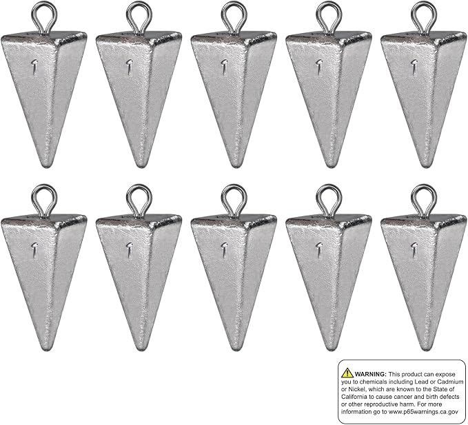 Triangle Fishing Weights 4-Sided Pyramid Sinkers Lead Fishing Weights and Sinkers for Saltwater Ocean Surf 1oz-32oz/2LB