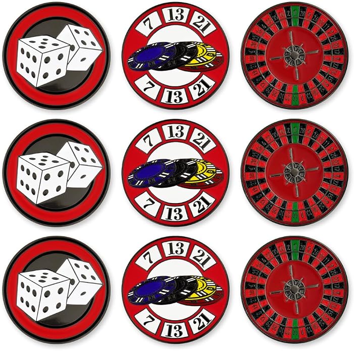 PinMart’s Mix Bundle Pack of 9 Golf Ball Markers - Golf Accessories for Men and Women – United States Eagle and American Flag Magnetic Ball Markers Set of 9