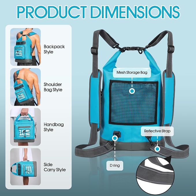 MORXPLOR Dry Bag Waterproof,5L/10L/20L/30L/40L/55L Roll Top Dry Bag Backpack with WaterProof Phone Case for Swim,Kayak