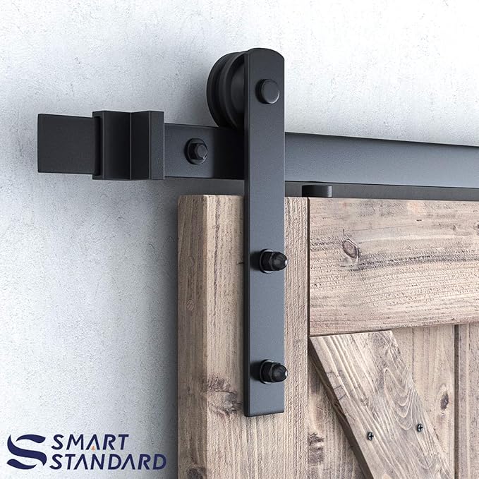 SMARTSTANDARD 6ft Barn Door Hardware kit, Barn Door Track, Sliding Door Hardware kit, Smoothly and Quietly -Heavy Duty Sturdy -Easy to Install, Fit 36" Wide Door Panel (I Shape Hanger)