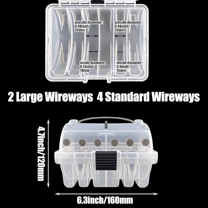 Aventik Clear Fishing Line Organizer Built-in Cutter & Silicone Holes 6C/8C Clear Tangle Free Spool Storage Box for Fishing Line Management
