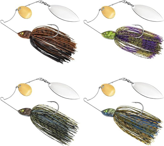 MadBite by KastKing Spinnerbait Fishing Lures, Bass Trout Salmon Walleye Stainless Steel Spinner Baits Kit, Saltwater Freshwater, 4 pcs