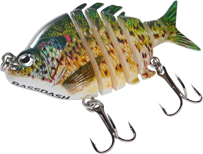Bassdash SwimPanfish 0.34oz Hard Swimbaits Multi Jointed Topwater Trout Bass Fishing Crank Lure for Freshwater and Saltwater