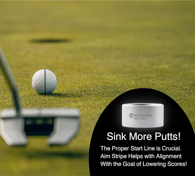 Ball Badge Aim Stripe - 360 Degree Golf Ball Line Marker Kit with Golf Bag Attachment for Perfect Alignment and Precision Putting