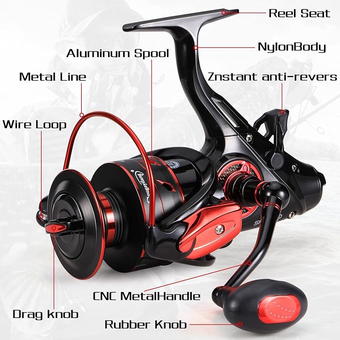 Sougayilang Carp Spinning Reel Carbon Fiber Drag for Fishing Action Bait Feeder Standard Fishing Reel Runner for Freshwater
