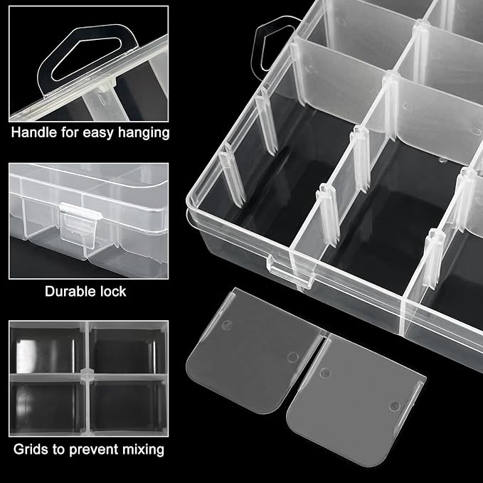 Guyuyii 2 Pack Bead Storage Containers with Adjustable Dividers - for Jewelry Making, Craft Supplies, Fishing Tackle, with 2 Sheets Label Stickers - Compatible with Beads, Earrings, and Small Hardware