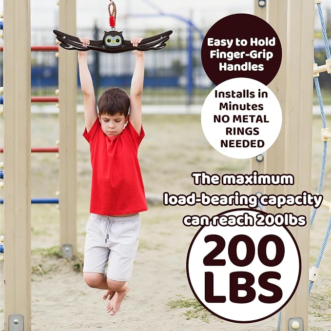 Ninja Twist Swing-360 Degree Handle Rotation Promotes Sensory Development, Arm Strength,Swingset Accessories Outdoor-Swing Spins Set (Brown)