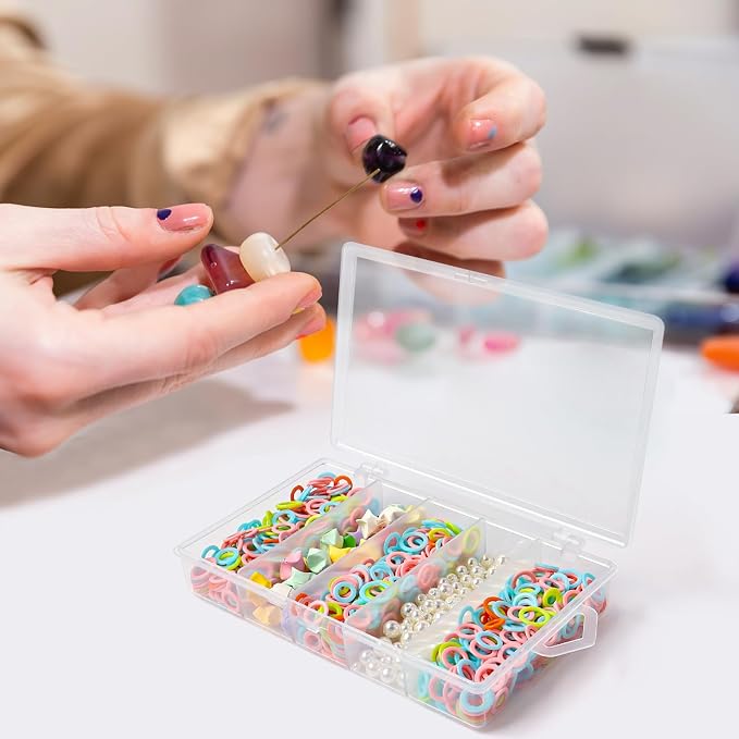 2 Pack 5 Grid Clear Plastic Fishing Tackle Storage Box Jewelry Making Findings Organizer Box Container Case Utility Box,7x4.3x1.2inch