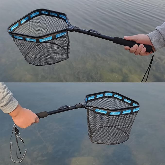 GOODCAT Floating Fishing Net with Magnetic Release, Foldable Landing Net for Kayak Boat Shore Fishing