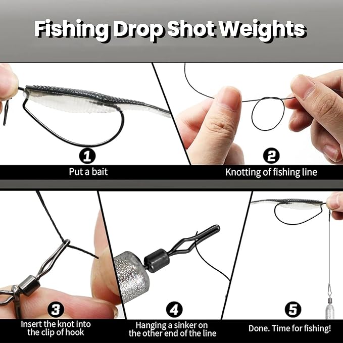 FishTrip 30pcs Swivel Drop Shot Hooks Fishing Rig, EWG Dropshot Hook Rigging for Bass Fishing with Swivel Saltwater Freshwater Sizes 4, 3, 2, 1, 1/0, 2/0, 3/0