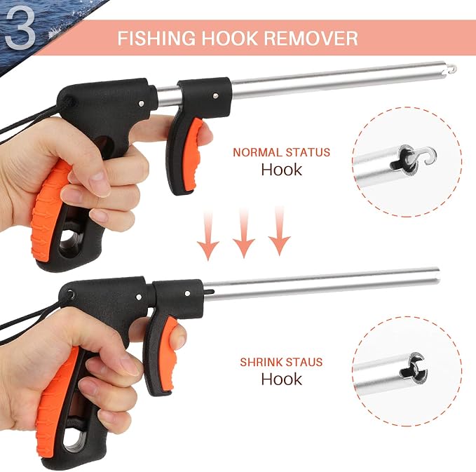 mouhike Fishing Tool Kit Fishing Pliers, Fish Lip Gripper, Fishing Hook Remover, Handheld Digital Fishing Scale, Ice Fly Fish Pliers Fishing Gear Accessories Fishermen Gift (Battery Not Included)