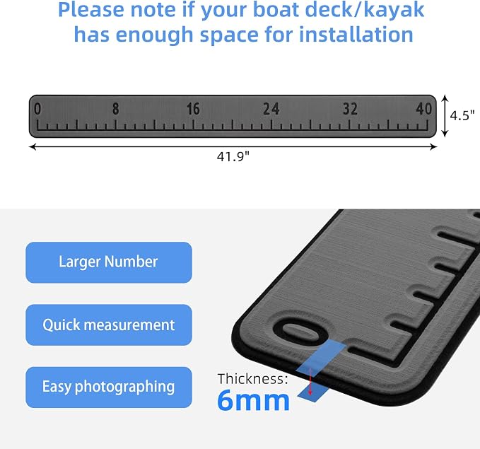 EVA Foam Fish Ruler for Boat 40in Fish Measuring Ruler with Self-Adhesive Backing for Fishing Kayaks Accessories, Fish Ruler Measurement Sticker Tool for Fish Boat 40"
