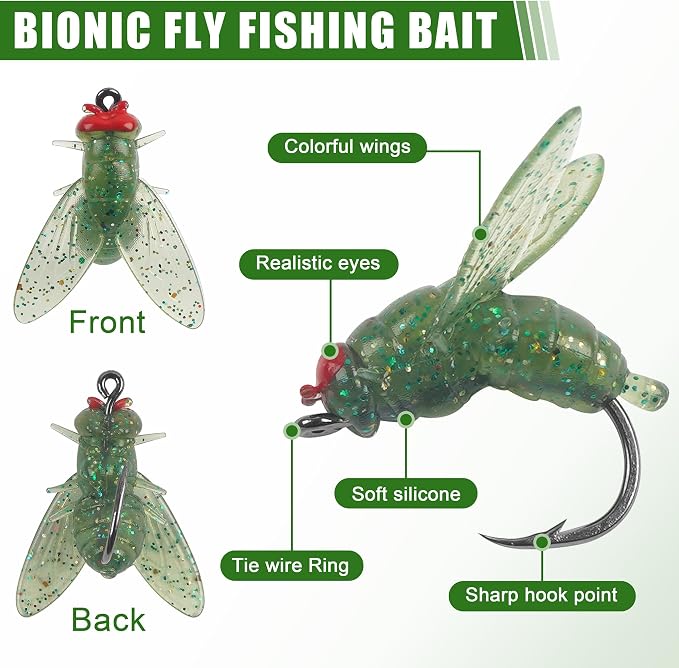 Bionic Fly Fishing Bait,18pcs/36pcs Trout Jig Swimbait Fly Hook Soft Bait Dry Flies Fly Fishing Lures Assortment Kit Attractant Fishing Gear Artificial Fishing Lure Panfish Lure Set