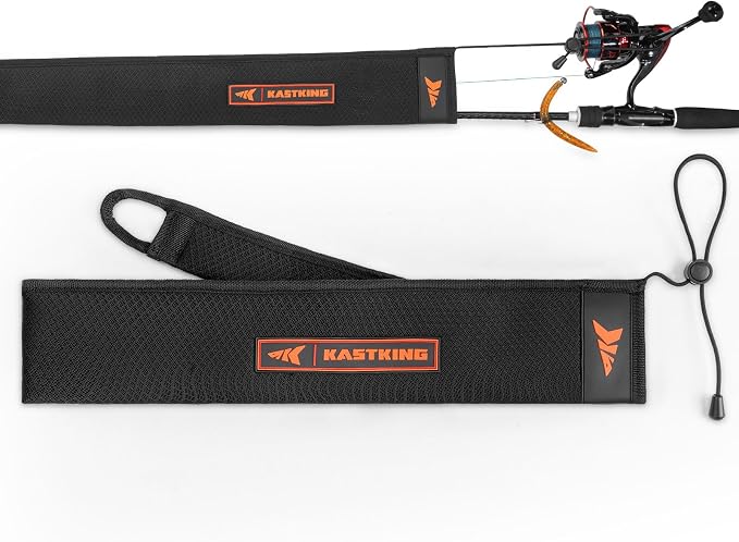 KastKing MeshGuard Rod Socks, Fishing Rod Sleeve, Neoprene Fishing Pole Sleeve, Fishing Rod Covers, Built-in Hanging Loop & Adjustable Lanyard, Fits Casting, Spinning, & Fly Rods