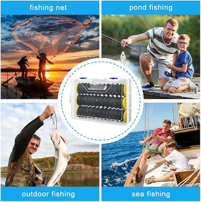 3 Pcs Fishing Leader Storage Organizer, EVA Foam Fishing Line Organizer with 12 Line Slots for Storing Lines Winding Board Rigs Holder Leader Tray Hook Keeper, with Tackle Box