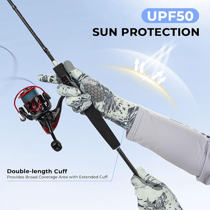 KastKing Sol Armis Pro UPF50+ Fishing Gloves-Quick-Dry, Full Finger & 3/4 Fingerless Sun Protection Gloves Men Women for Outdoor