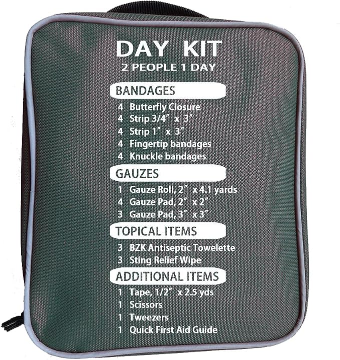 First Aid Kit, Day Kit 2-Person First Aid - Compact Emergency Medical Kit with Bandages, Gauze, and More