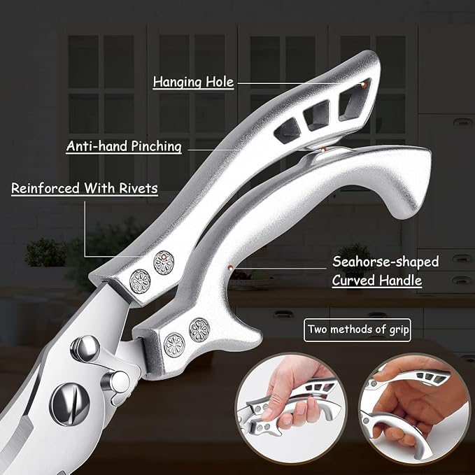 Dream Reach Heavy Duty Poultry Shears with Serrated Edge - Kitchen Scissors For Chicken, Bone, Meat, Turkey, Fish