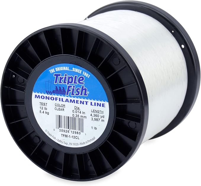 Triple Fish Monofilament Fishing Line - Strong Clear Pink Camo Color for Trolling, Bottom Fishing, Casting Main Line Catfish, Bass