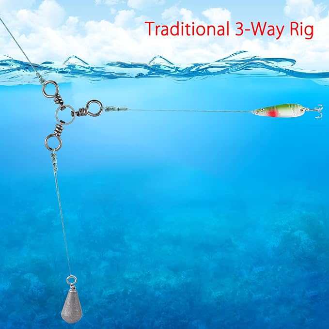 Dr.Fish 50 Pack 3 Way Swivel Fishing Tackle 30-220Lb Catfish Swivels Three Way Rigs Freshwater Saltwater Catfish Tackle