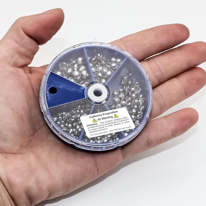 Fishing Weights Sinkers, Split Shot Sinkers Kit Removable Round Lead Weights Assorted Sizes (100/117/205/250PCS) for Bass Trout Panfish Fishing
