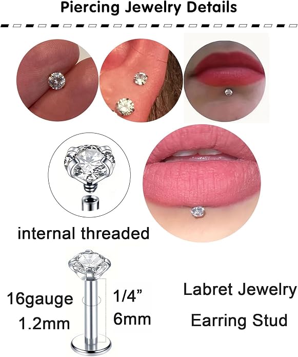 QWALIT Piercing Taper Threadless Insertion Tool - Titanium Labret Pin 16g, 18g, 20g