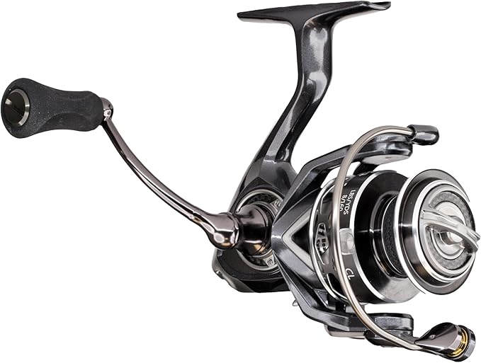 Lew’s Custom Lite Spinning Fishing Reel, 10+1 Stainless Steel Ball Bearings, Size 100 Reel, 5.6:1 Gear Ratio, Right or Left-Hand Retrieve, Carbon Grey