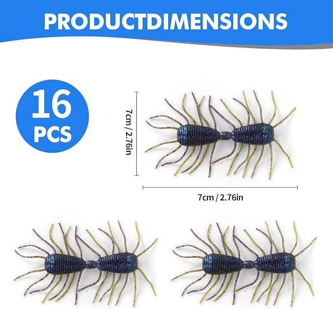 Silicone Soft Dice Fishing Lures: 10pcs Multiple Tentacles Slow Sink Bass Fishing Soft Plastic Baits for Drop Shot Finesse Wacky Rig