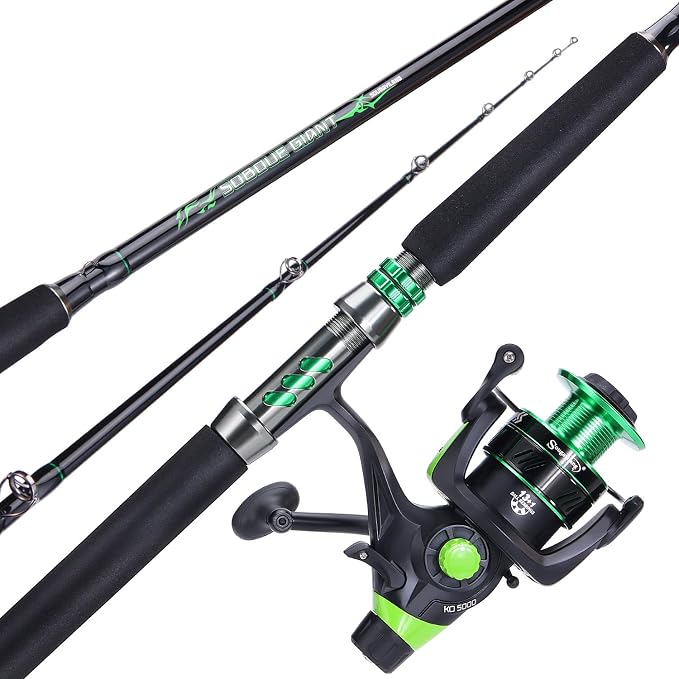 Sougayilang Catfish & Inshore Spinning Combo – 30LB Drag, 4.7:1, 13+1 Bearings, 2-Piece Medium Heavy Rod for Catfish, Striper, Redfish, Carp – Bottom Fishing