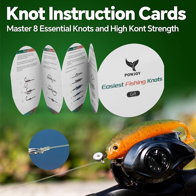 Pro Monofilament Fishing Line with Knot Instruction Cards for Multi Purpose Cost Effective, Strong Yet Thin Nylon String for Big Fishes, Tangle-Free & UV Resistant, 15/20/30/50/80LB