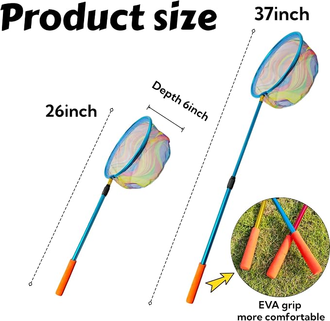 Fishing Net with Bucket Fishing or 3 Pack Retractable Lightweight Landing Net with Aluminum Rod Handle Kids Fishing Nets for Youth Catch and Release Butterfly Nets