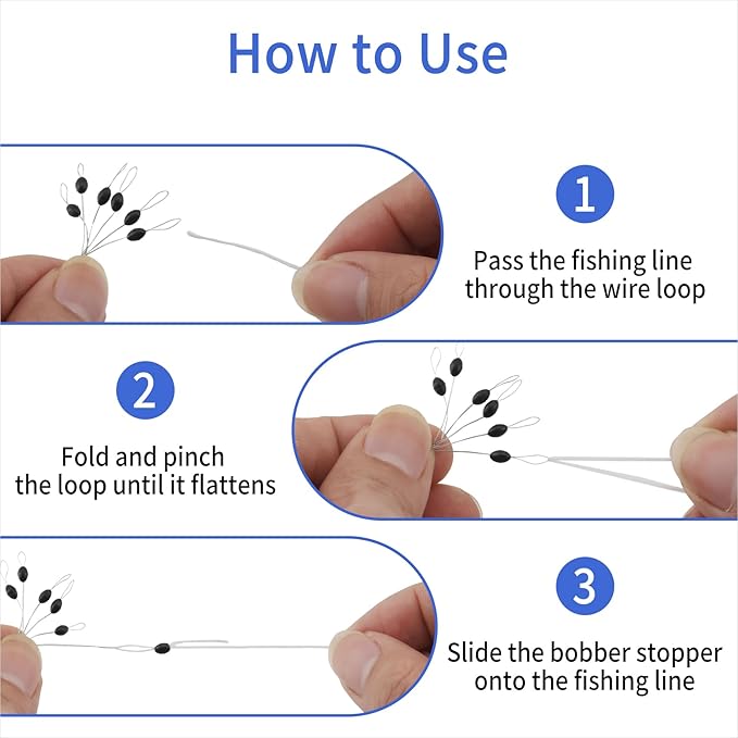 240 Pieces Middle-Sized Fishing Rubber Bobber Beads Stoppers 6 in 1 Black Float Sinker Stops