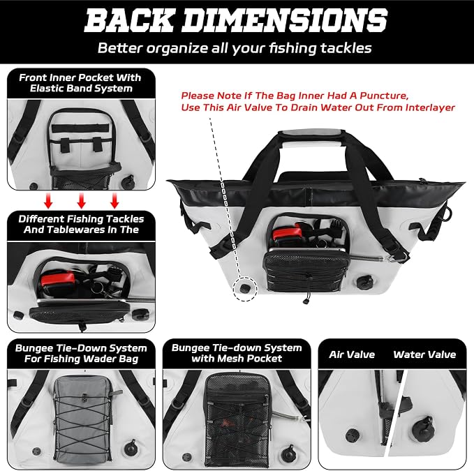MORXPLOR Insulated Fish Cooler Kill Bag with Flat Bottom-26x18 31x14 40x16 50x18 60x20 70x25 Inches Waterproof Fishing tackle Kill Cooler Bag
