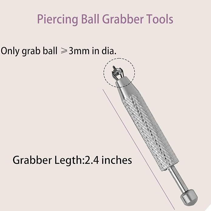 Piercing Ball Grabber Tool and Piercing Taper 16G 18G 14G for Flat Back Threader Earring Insertion, Stainless Steel Piercing Tool Kit