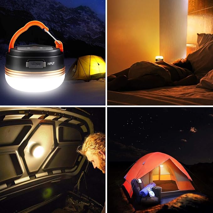 Censinda LED Camping Lantern, Rechargeable & Portable Tent Light, 300LM,3 Light Modes,1800mAh Power Bank,with Magnet Base,Electric Lantern Flashlight for Camping/Hiking/Fishing/Hurricane/Emergency