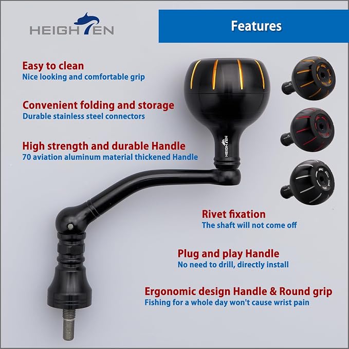 HEIGHTEN Fishing Reel Handle for Penn Spinfisher VI/Slammer III IV/Battle II III DX/Pursuit III IV/Fierce II III