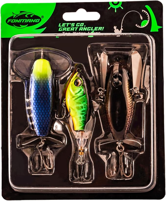 FONMANG Top Water Fishing Lures, 3-Pcs Topwater Lures for Bass Walleye Pike, 2025 New Wasp Crawl Bait for Freshwater and Saltwater