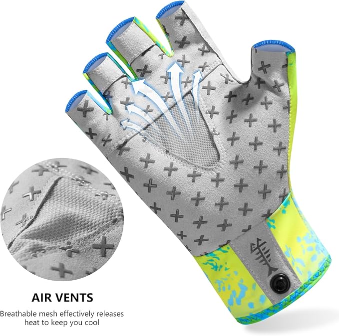 BASSDASH Unisex UPF 50+ Half Finger Sun Gloves Fingerless Breathable UV Protection for Fishing Hiking Kayaking Rowing FG02