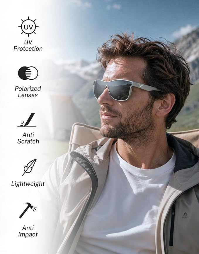 TIJN Polarized Fishing Sunglasses for Men Women UV400 Protection,Wraparound Outdoor Sports Glasses for Fishing,Hiking