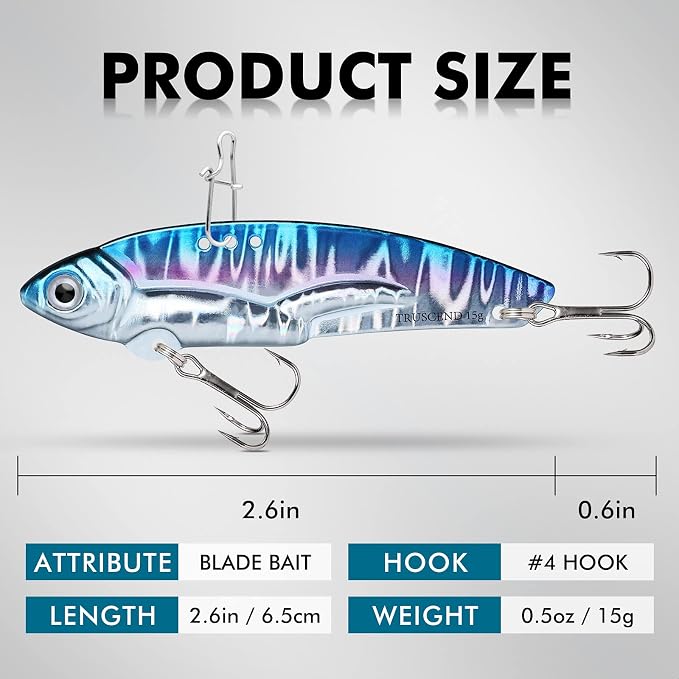 TRUSCEND Vibespinner Easy Catch Fishing Lures with BKK Hooks, Tail Spinner Baits with 4 Actions, Vibrating Swimming Flashing & Jigging for More Bites, Spoon Lures for Bass Trout Crappie Walleye Pike