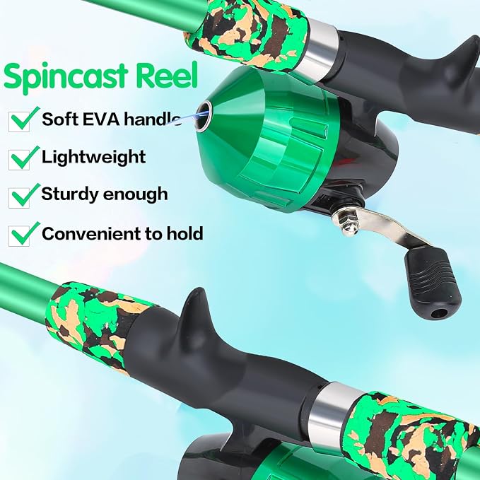Collapsible Telescopic Fishing Rod and Reel Combo Push Button Small Fishing Pole Kit Beginner Youth Boys Fishing Starter Set Tackle