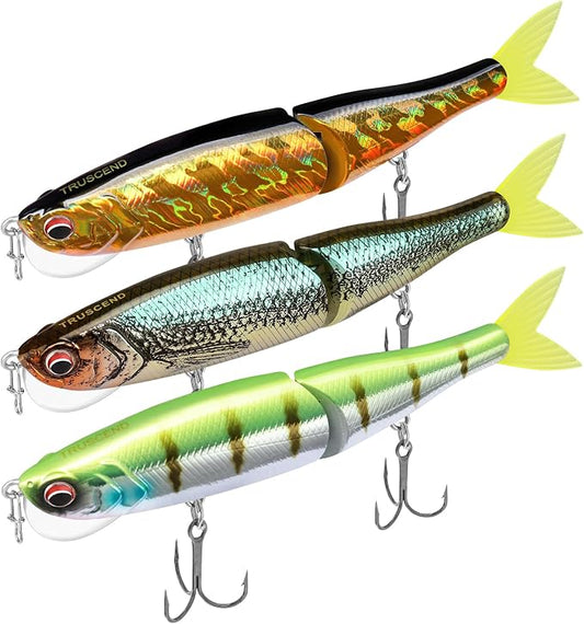 TRUSCEND Swimmax Easy Catch Fishing Lures with BKK Hooks, Wiggling, Vibrating, Rattling and Gurgling for More Bites, Heavy-Duty Dyneema Fiber Jointed Swimbaits for Bass, Trout, Crappie, Walleye, Pike