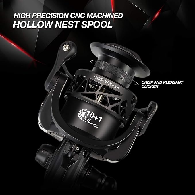 Piscifun Carbon X Spinning Reels, Light to 5.1oz, Carbon Frame and Rotor, 33LBs Max Drag, 10+1 Shielded BB, 5.2:1/6.2:1 High Speed Gear Ratio, Smooth Powerful Saltwater Freshwater Spinning Reel