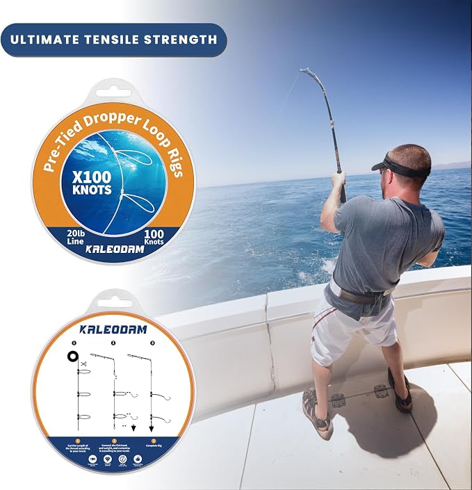 20lb-70lb 100knots Pre-Tied Dropper Loop Fishing Rig, 18" Spacing, 5.5" Loop Size, Ideal for Saltwater & Freshwater Fishing