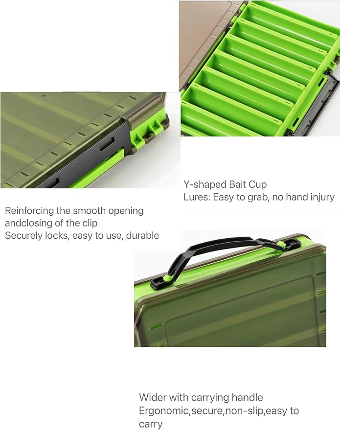 4 Packs- Double Sided Fishing Lure Boxes - 14 Compartment Large Lure Storage Box for Crankbait Squid Jig Fishing Tackle Organizer