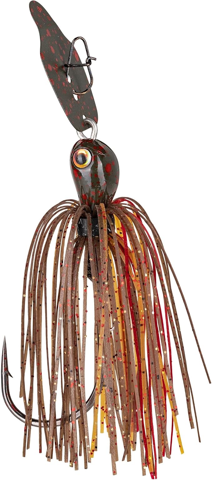 Strike King Thunder Cricket Fishing Lure, Vibrating Swim Jig, Silver Blade, 4/0 Jungle-Style Flipping Hook