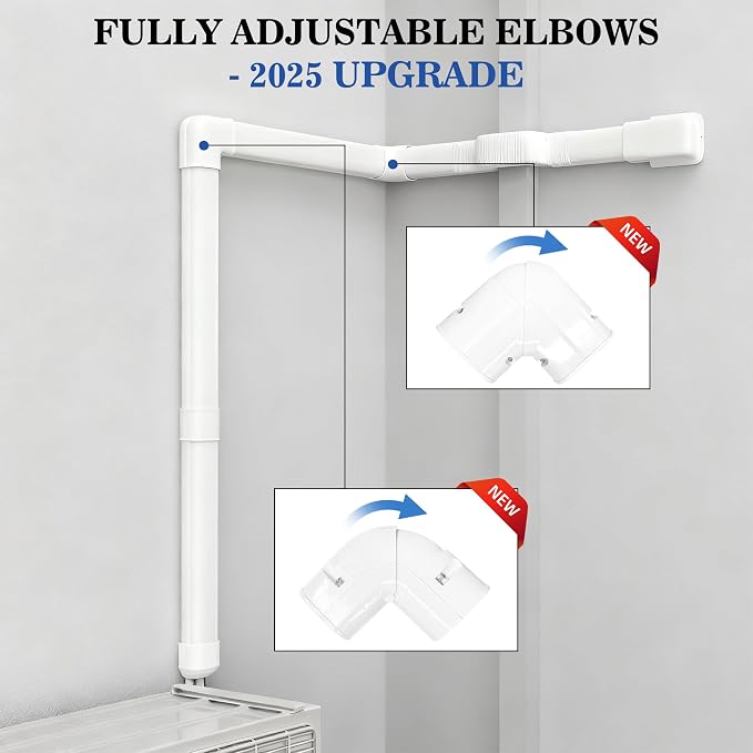 LyPrem 2025 Upgraded 16.5Ft Mini Split Line Set Cover 4" PVC Line Cover Kit for Mini Split and Central Air Conditioner & Heat Pump(Adjustable 90° Elbow for Easy Installation)