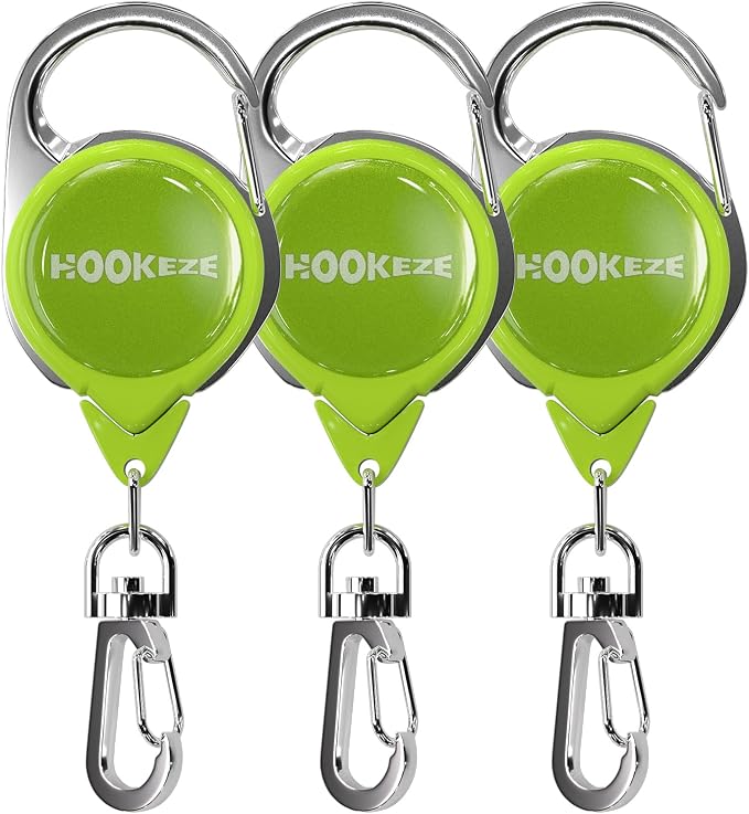 HOOK-EZE Fly Fishing Zinger Retractor for Anglers Vest, Pack of 3 - Fishing Gear and Equipment for Nippers, Forceps, Fly Float Ant, Belt Loops & Backpack